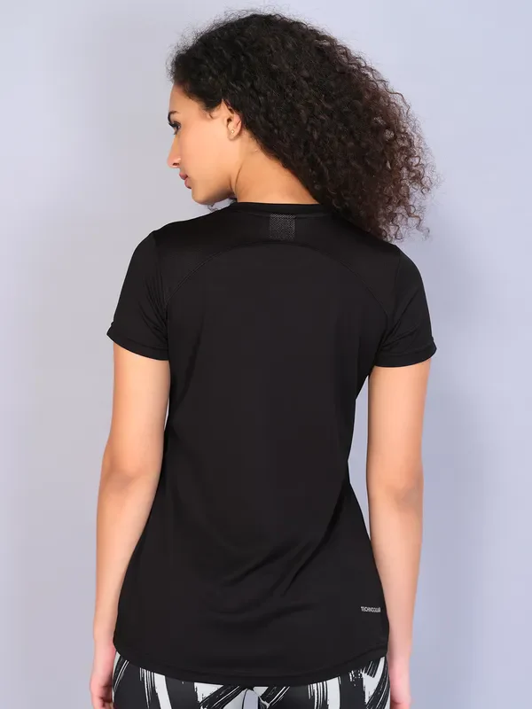 Women Solid Slim Fit Crew Neck T-shirt with TECHNO COOL - Image 3