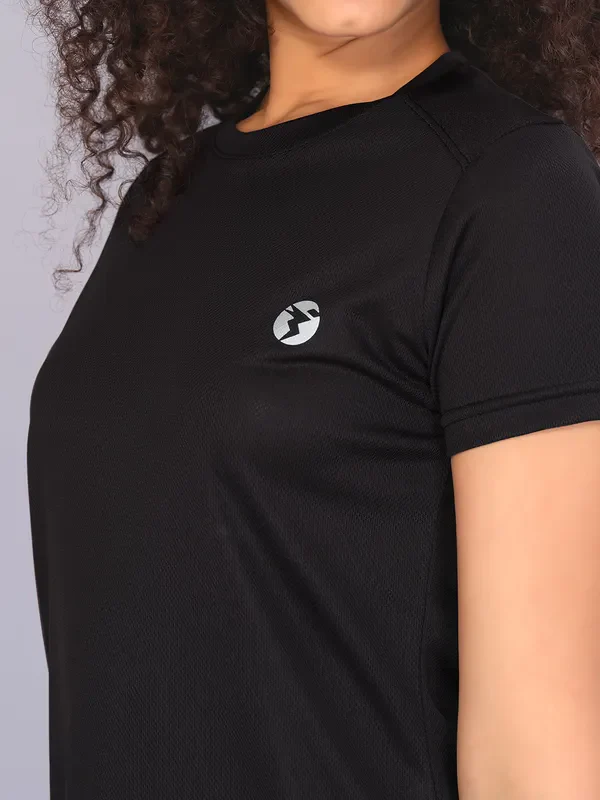 Women Solid Slim Fit Crew Neck T-shirt with TECHNO COOL - Image 6