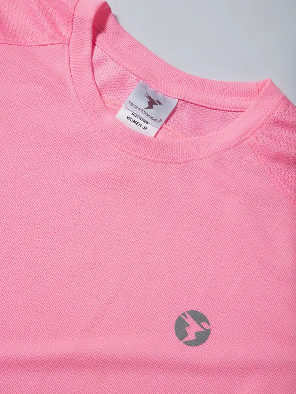 Women Solid Slim Fit Crew Neck T-shirt with TECHNO COOL - Image 7