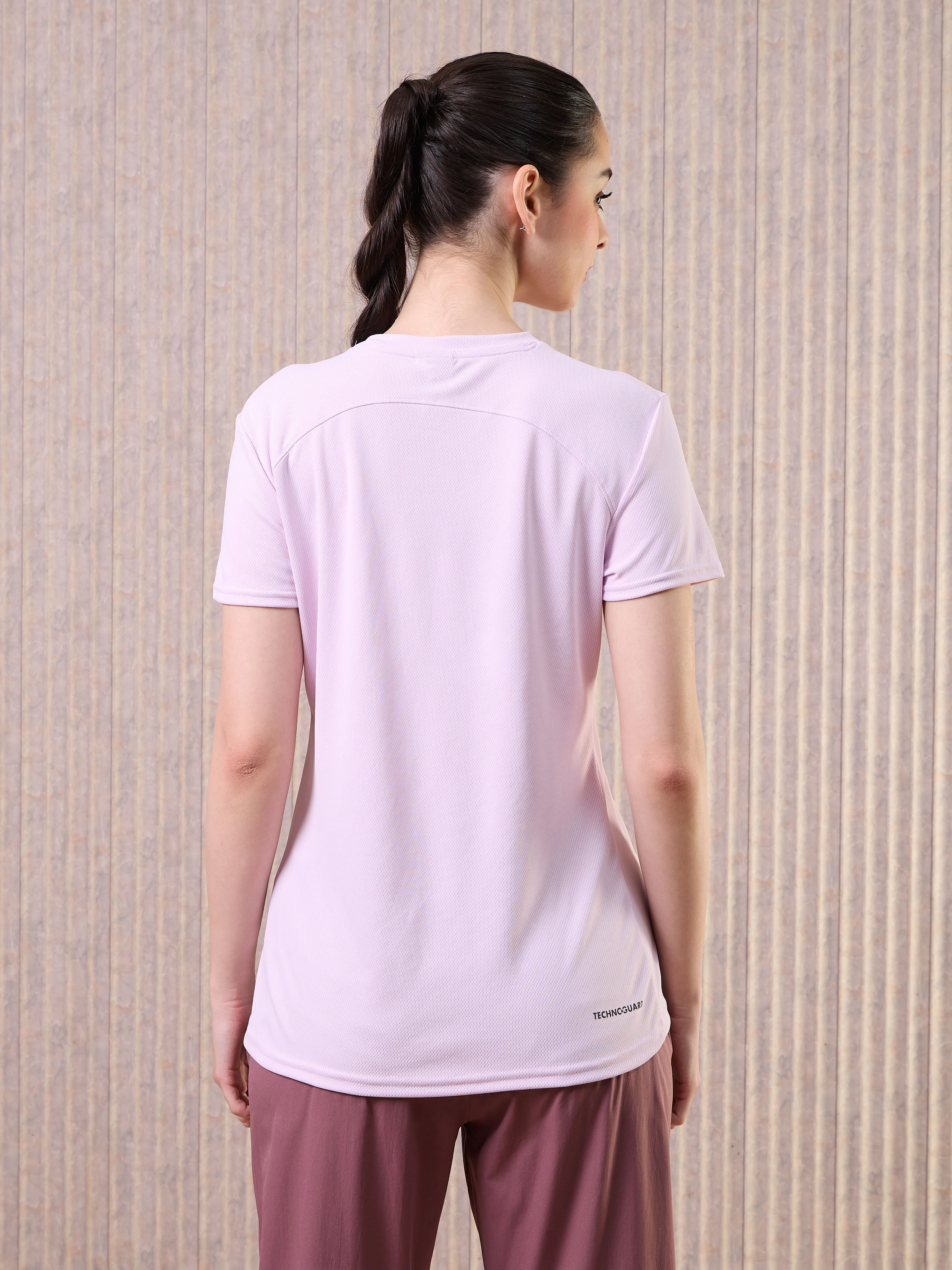 Women Solid Slim Fit Crew Neck T-shirt with TECHNO COOL - Image 3