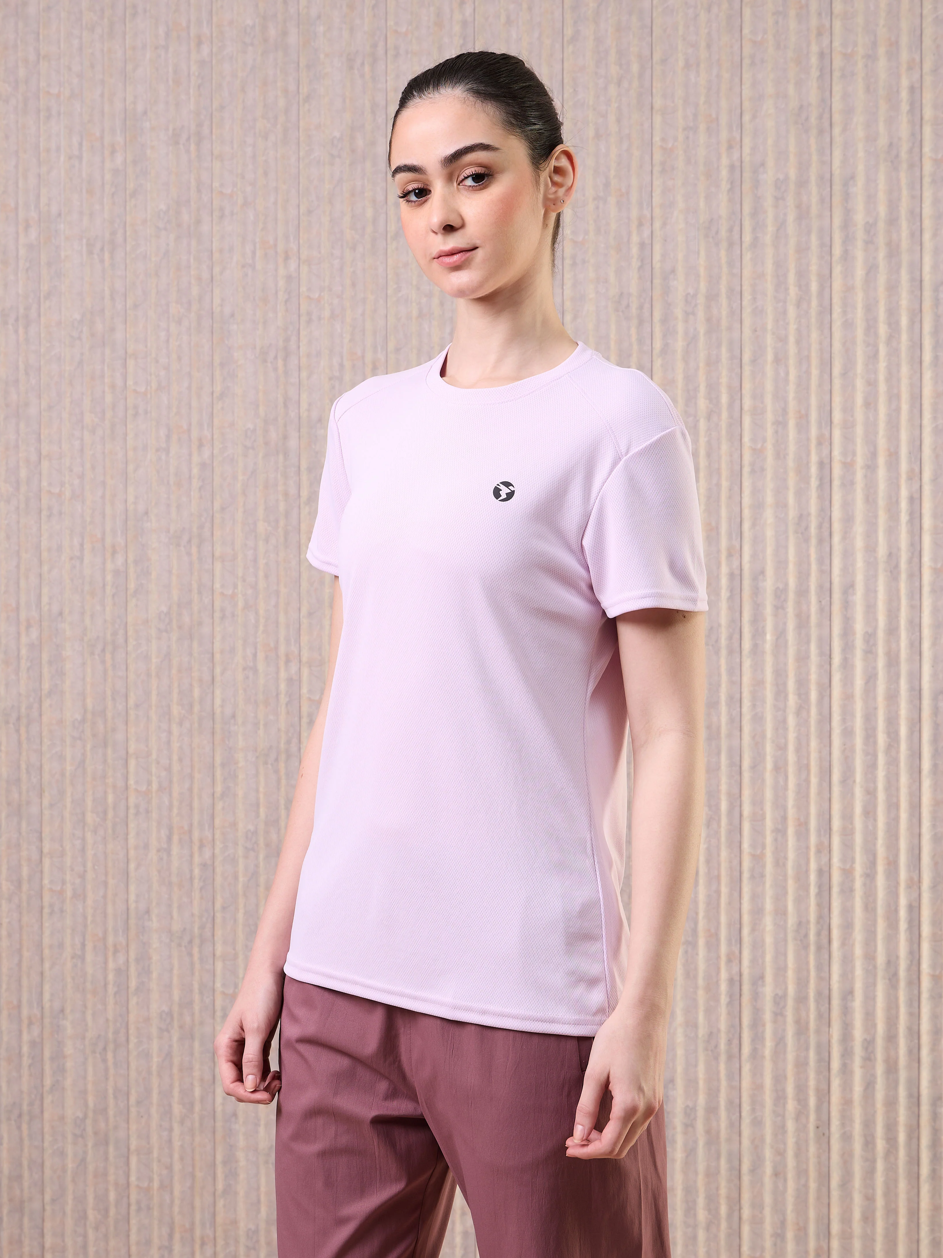 Women Solid Slim Fit Crew Neck T-shirt with TECHNO COOL - Image 4