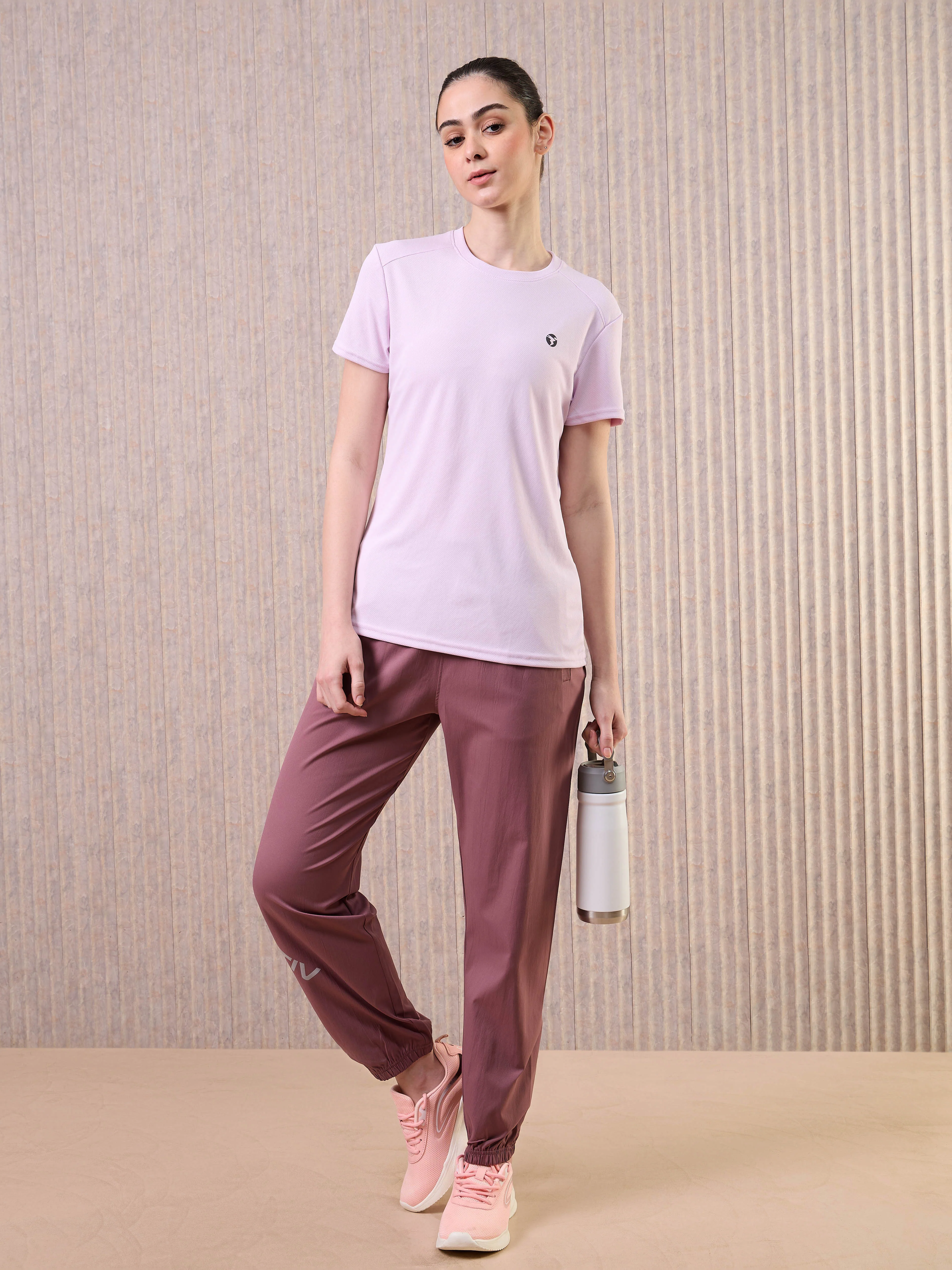 Women Solid Slim Fit Crew Neck T-shirt with TECHNO COOL - Image 5