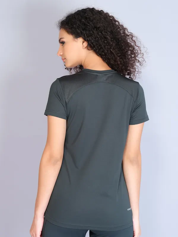 Women Solid Slim Fit Crew Neck T-shirt with TECHNO COOL - Image 4