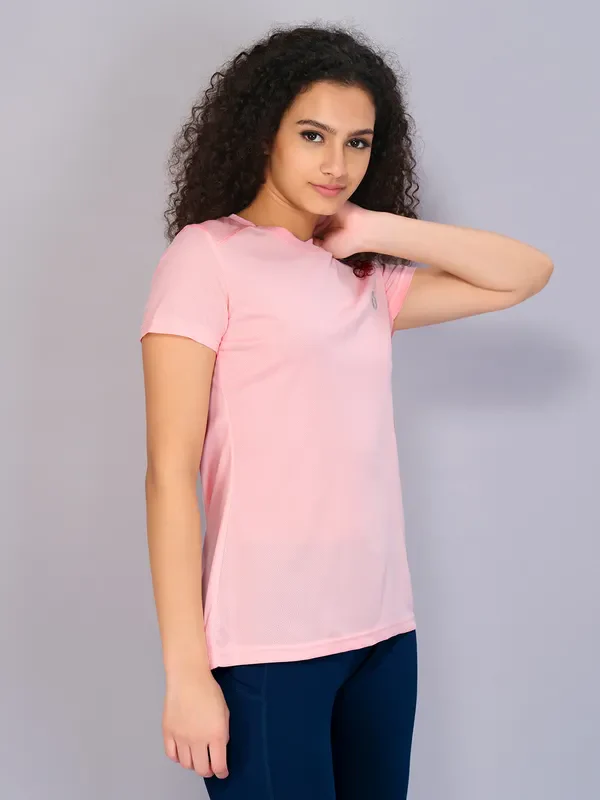 Women Solid Slim Fit Crew Neck T-shirt with TECHNO COOL - Image 4