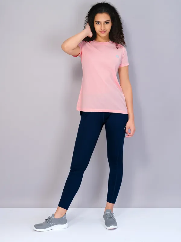 Women Solid Slim Fit Crew Neck T-shirt with TECHNO COOL - Image 5