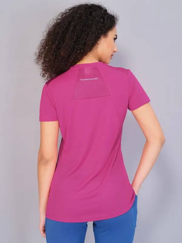 Women Solid Slim Fit Crew Neck T-shirt with TECHNO COOL - Image 5