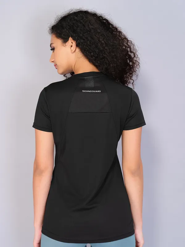 Women Solid Slim Fit Crew Neck T-shirt with TECHNO COOL - Image 3