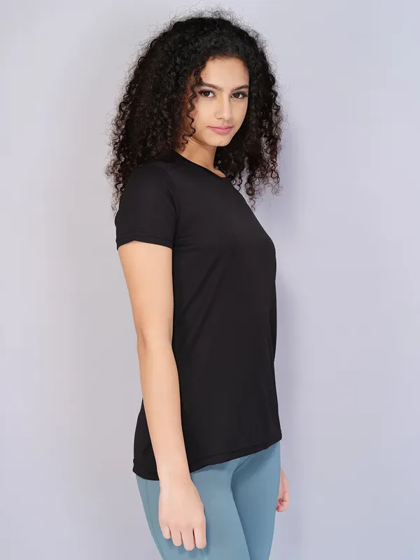 Women Solid Slim Fit Crew Neck T-shirt with TECHNO COOL - Image 4