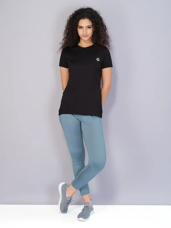 Women Solid Slim Fit Crew Neck T-shirt with TECHNO COOL - Image 5
