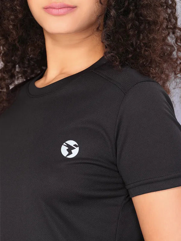 Women Solid Slim Fit Crew Neck T-shirt with TECHNO COOL - Image 6