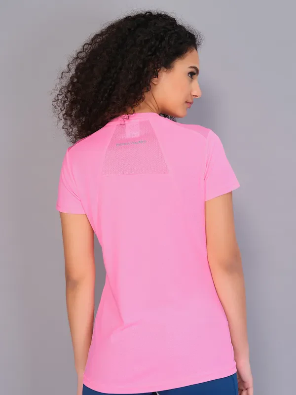 Women Solid Slim Fit Crew Neck T-shirt with TECHNO COOL - Image 3