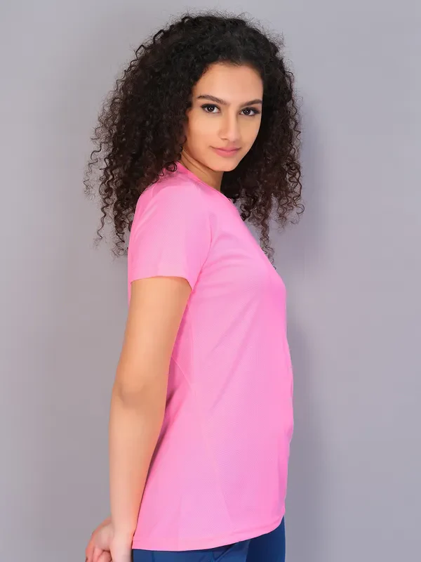 Women Solid Slim Fit Crew Neck T-shirt with TECHNO COOL - Image 4
