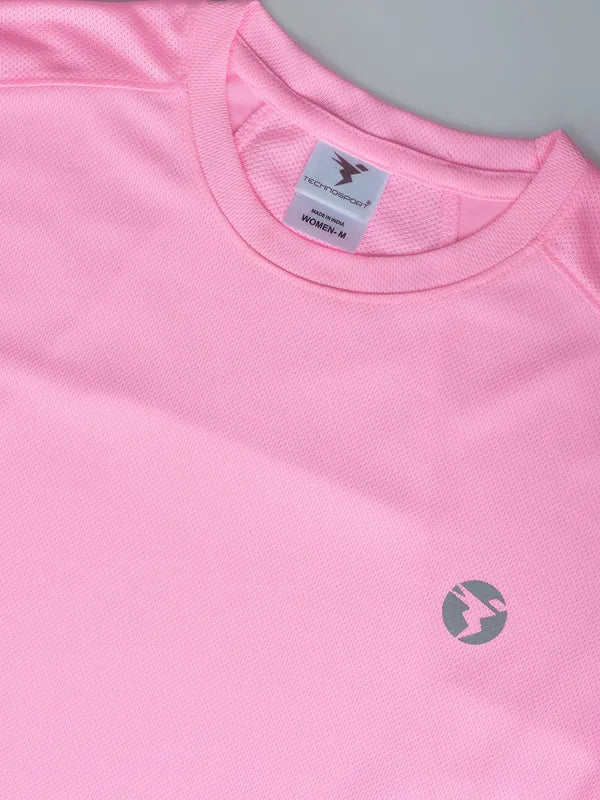 Women Solid Slim Fit Crew Neck T-shirt with TECHNO COOL - Image 7