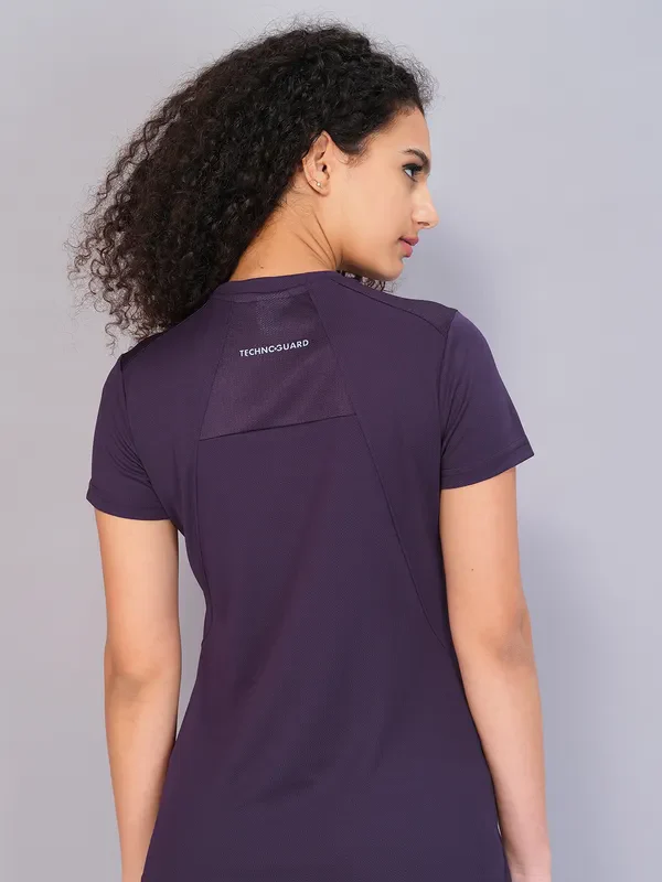 Women Solid Slim Fit Crew Neck T-shirt with TECHNO COOL - Image 5