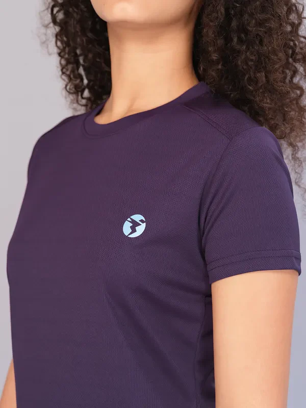 Women Solid Slim Fit Crew Neck T-shirt with TECHNO COOL - Image 6