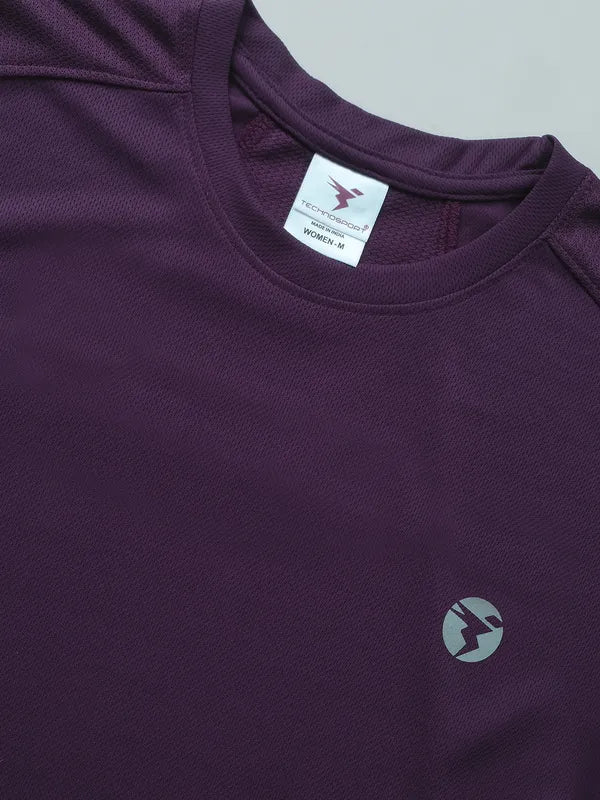 Women Solid Slim Fit Crew Neck T-shirt with TECHNO COOL - Image 7