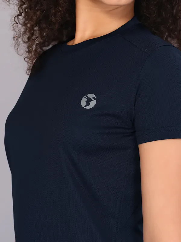 Women Solid Slim Fit Crew Neck T-shirt with TECHNO COOL - Image 4