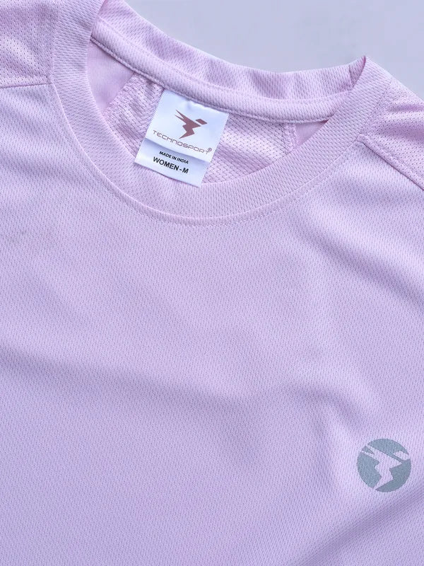 Women Solid Slim Fit Crew Neck T-shirt with TECHNO COOL - Image 7