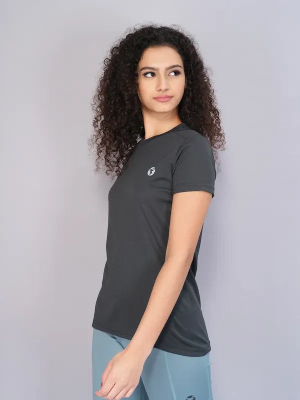 Women Solid Slim Fit Crew Neck T-shirt with TECHNO COOL - Image 4