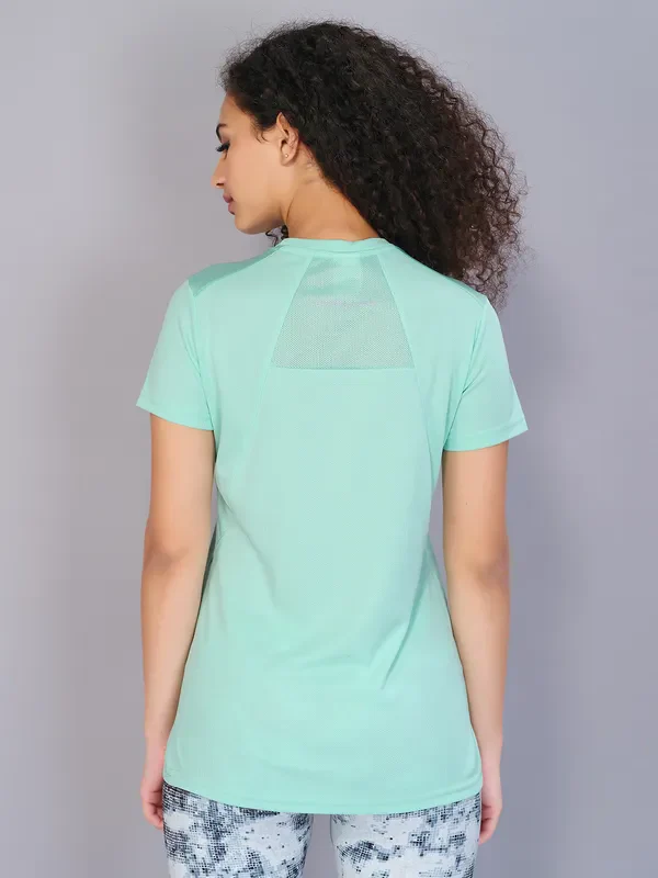 Women Solid Slim Fit Crew Neck T-shirt with TECHNO COOL - Image 3
