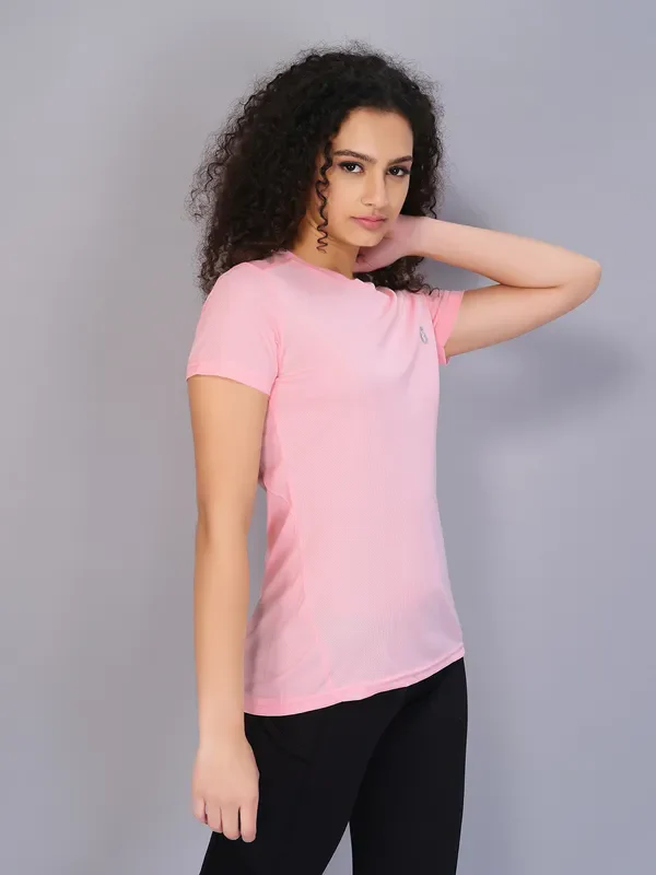 Women Solid Slim Fit Crew Neck T-shirt with TECHNO COOL - Image 4