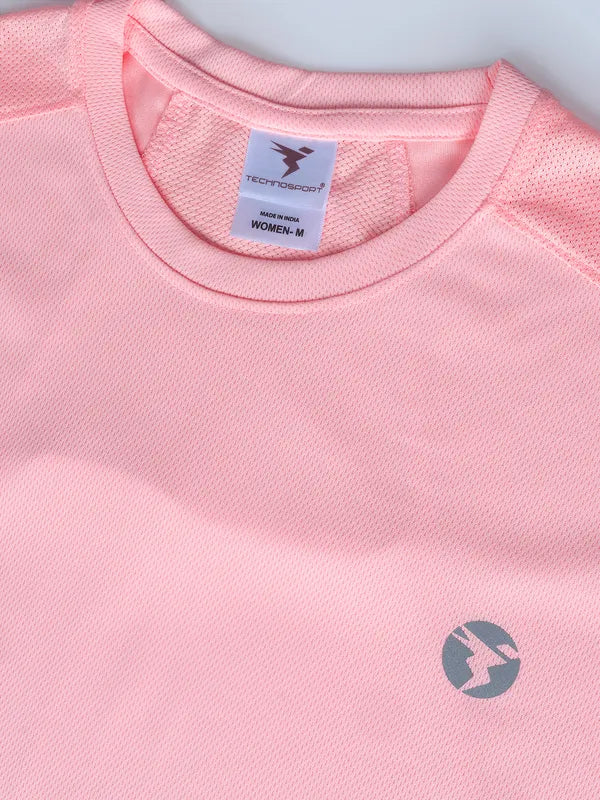 Women Solid Slim Fit Crew Neck T-shirt with TECHNO COOL - Image 6