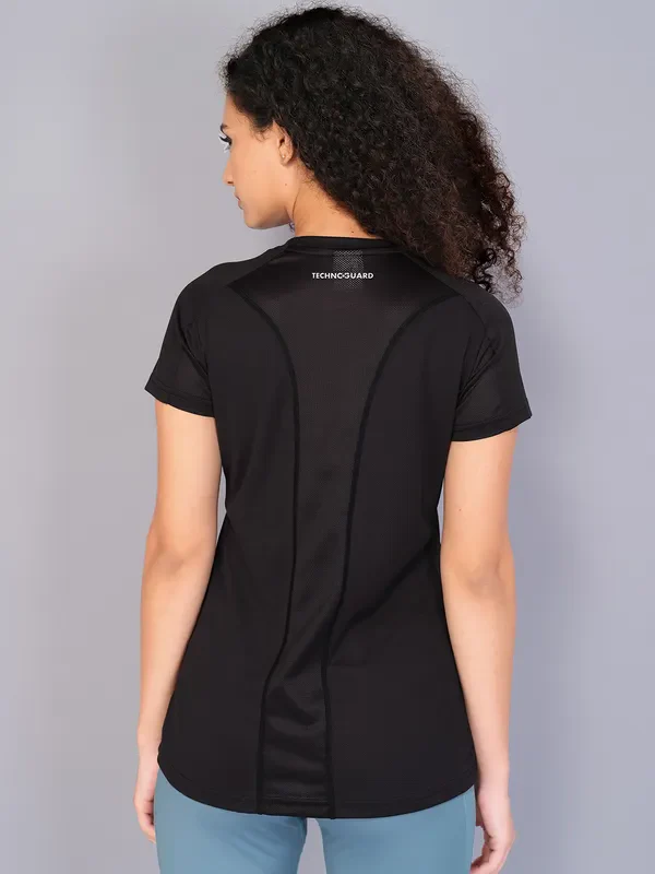 Women Solid Slim Fit Crew Neck T-shirt with TECHNO COOL - Image 3