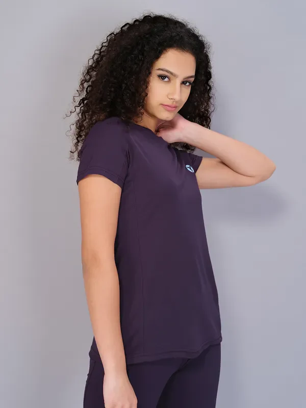 Women Solid Slim Fit Crew Neck T-shirt with TECHNO COOL - Image 4
