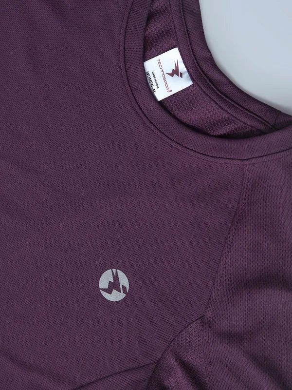 Women Solid Slim Fit Crew Neck T-shirt with TECHNO COOL - Image 7