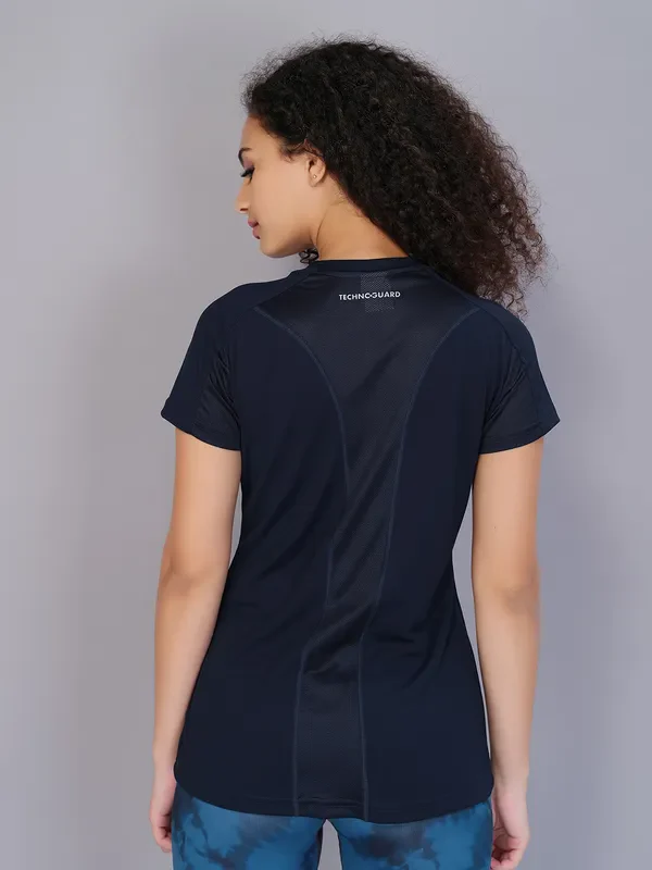 Women Solid Slim Fit Crew Neck T-shirt with TECHNO COOL - Image 3