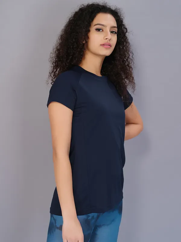 Women Solid Slim Fit Crew Neck T-shirt with TECHNO COOL - Image 4
