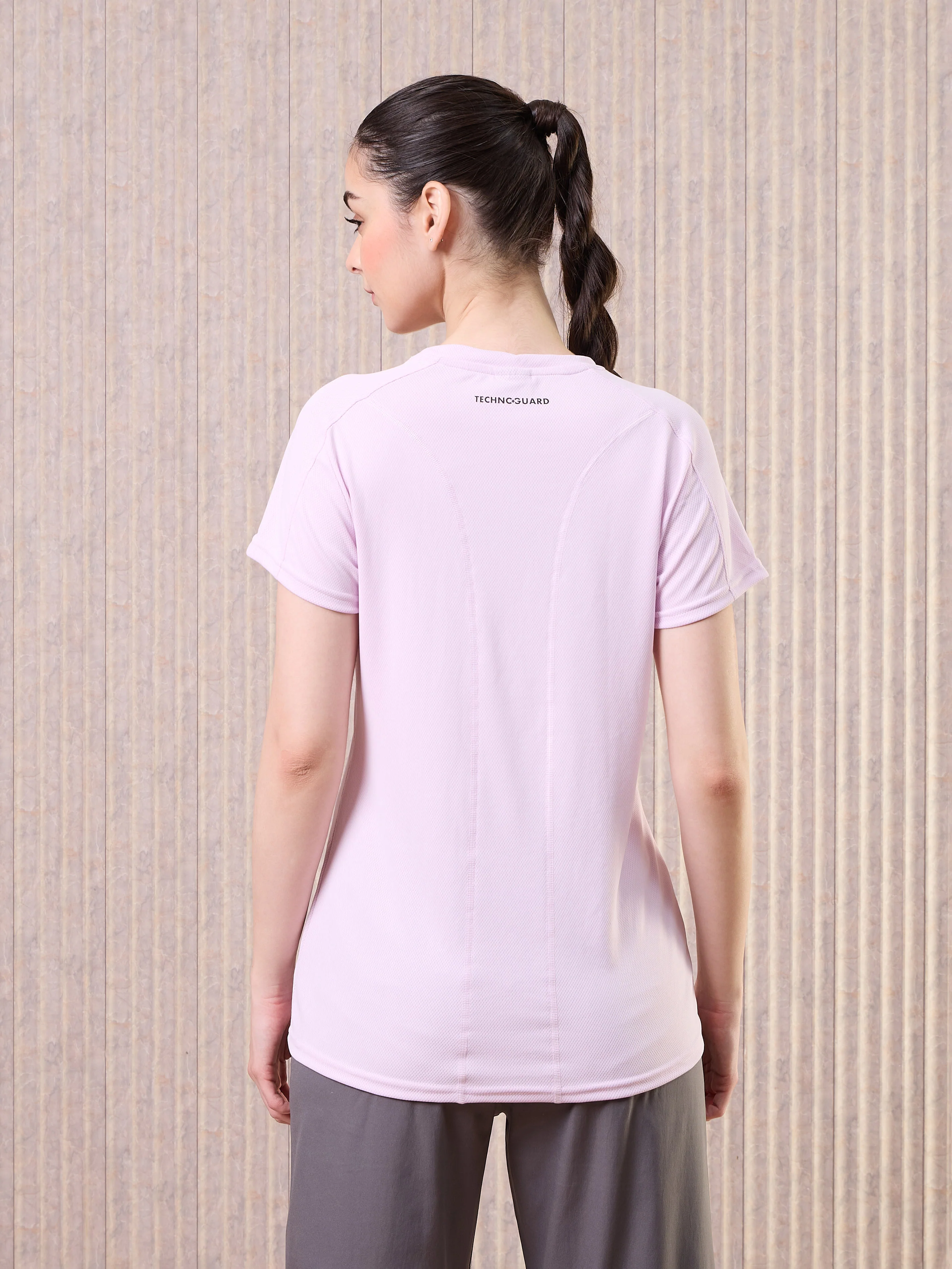 Women Solid Slim Fit Crew Neck T-shirt with TECHNO COOL - Image 3