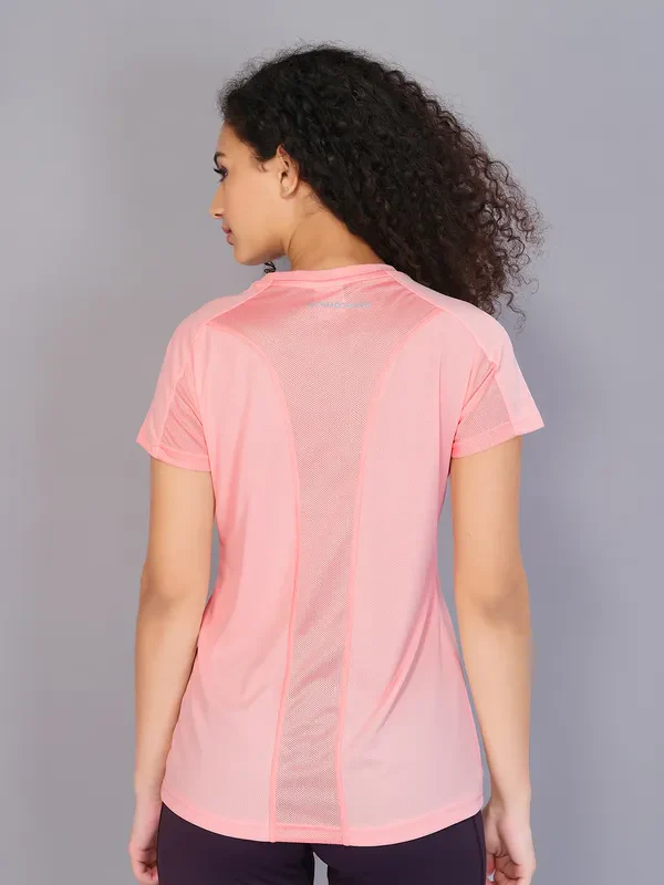Women Solid Slim Fit Crew Neck T-shirt with TECHNO COOL - Image 3