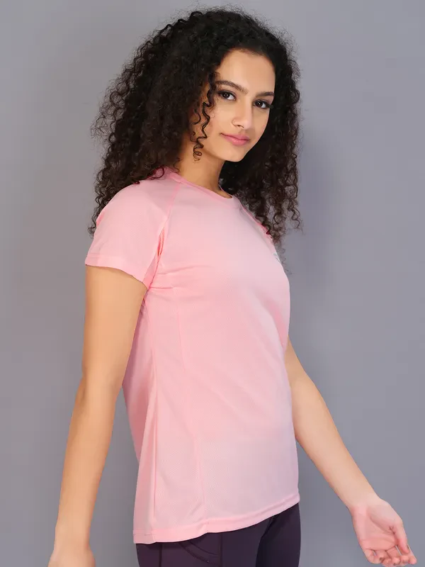 Women Solid Slim Fit Crew Neck T-shirt with TECHNO COOL - Image 4