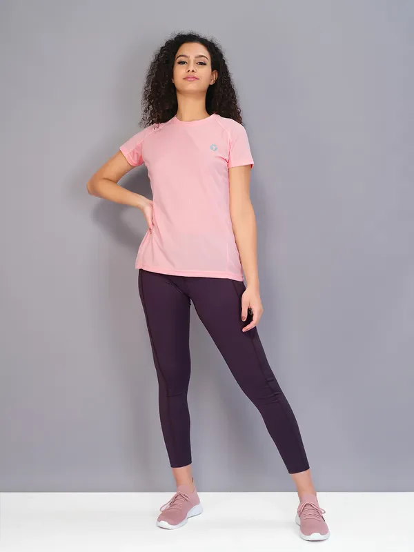 Women Solid Slim Fit Crew Neck T-shirt with TECHNO COOL - Image 5