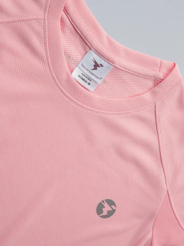 Women Solid Slim Fit Crew Neck T-shirt with TECHNO COOL - Image 7