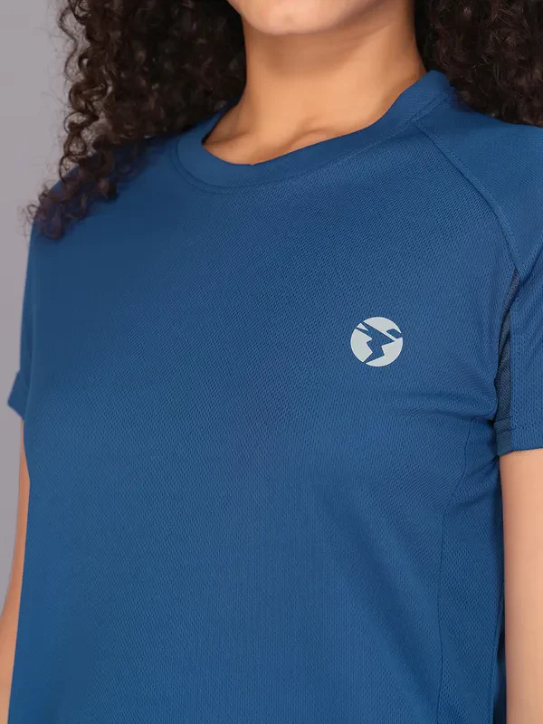 Women Solid Slim Fit Crew Neck T-shirt with TECHNO COOL - Image 6
