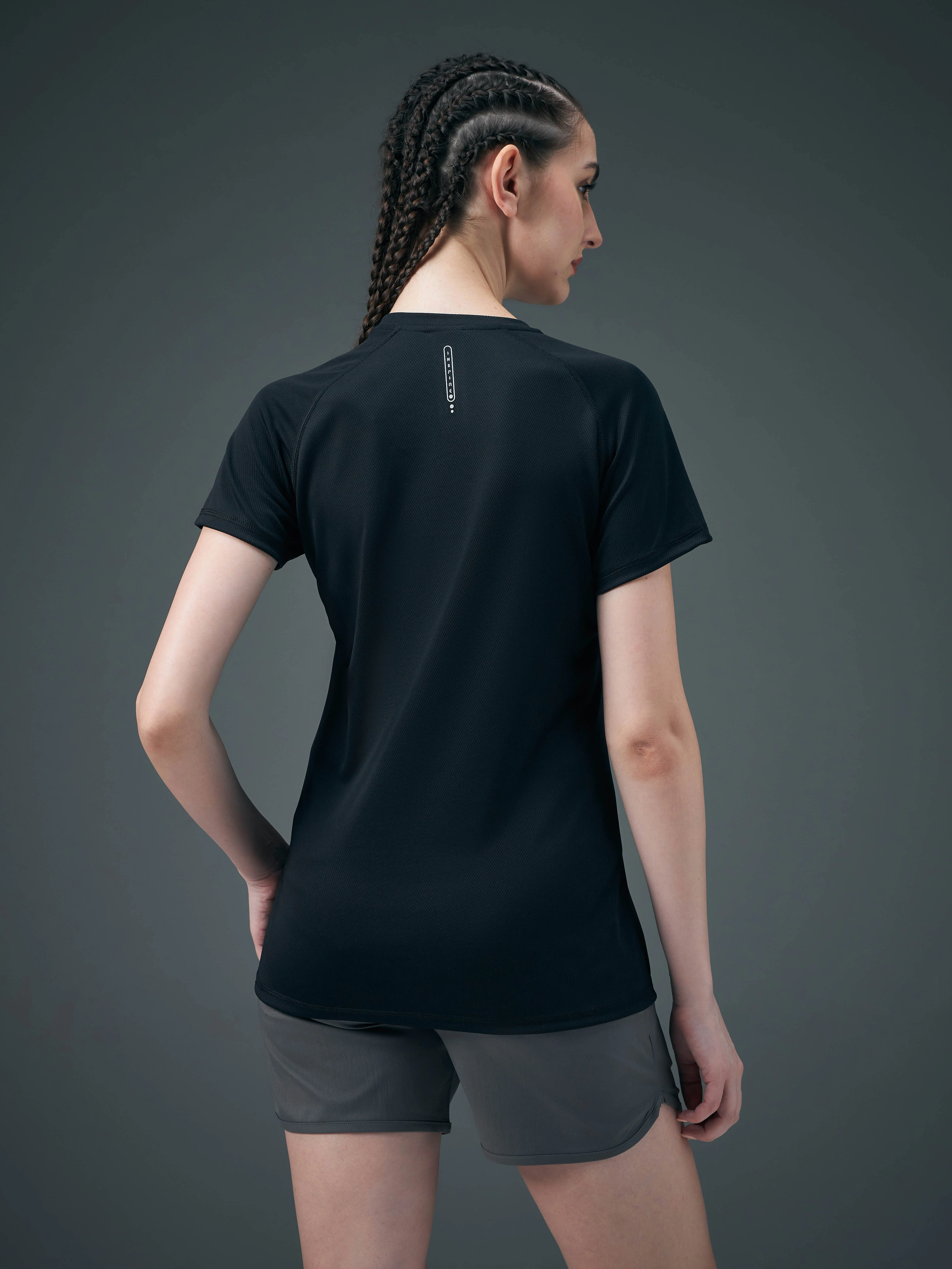 Women Solid Slim Fit Crew Neck T-shirt with TECHNO COOL - Image 3