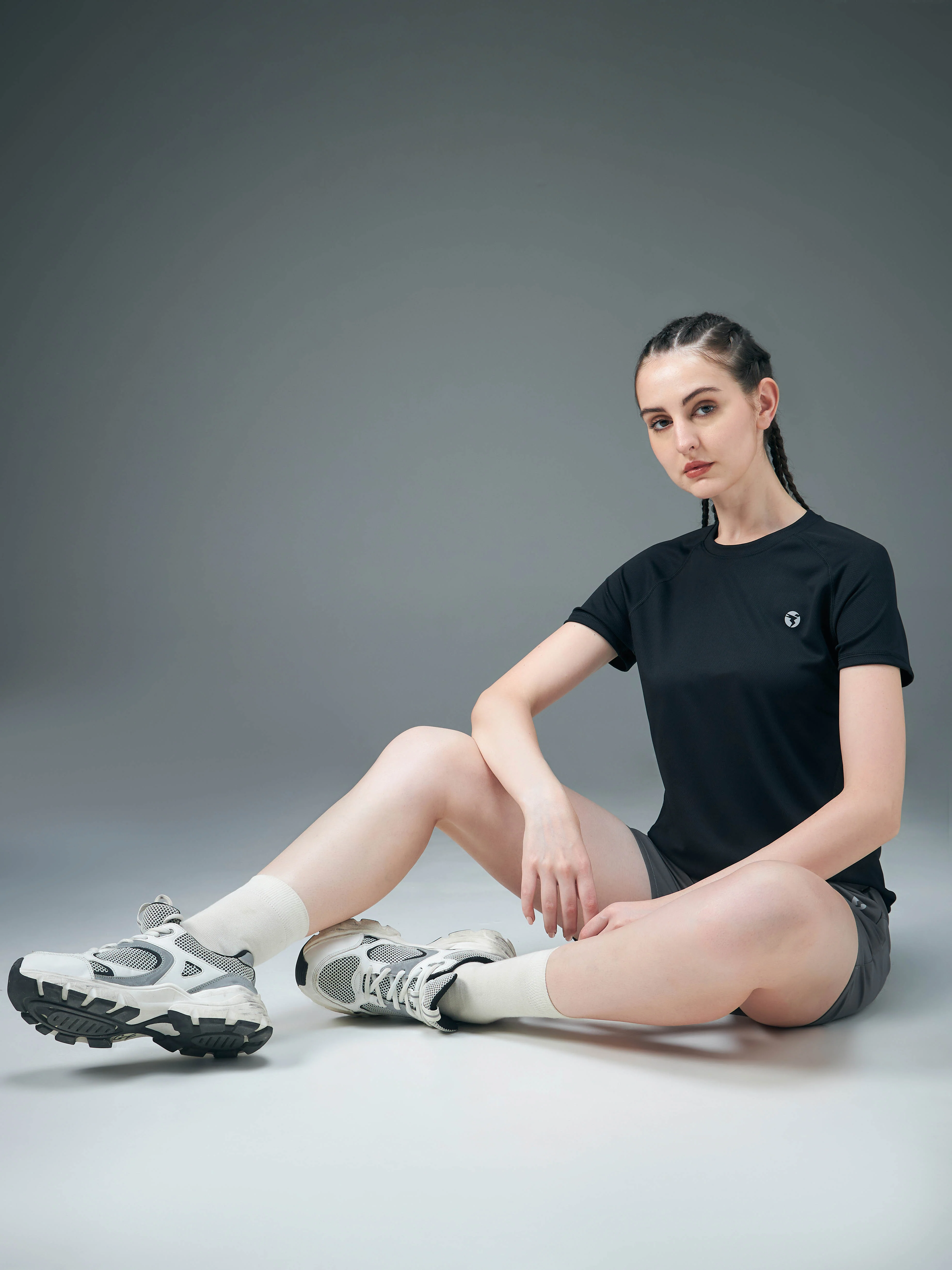 Women Solid Slim Fit Crew Neck T-shirt with TECHNO COOL - Image 4