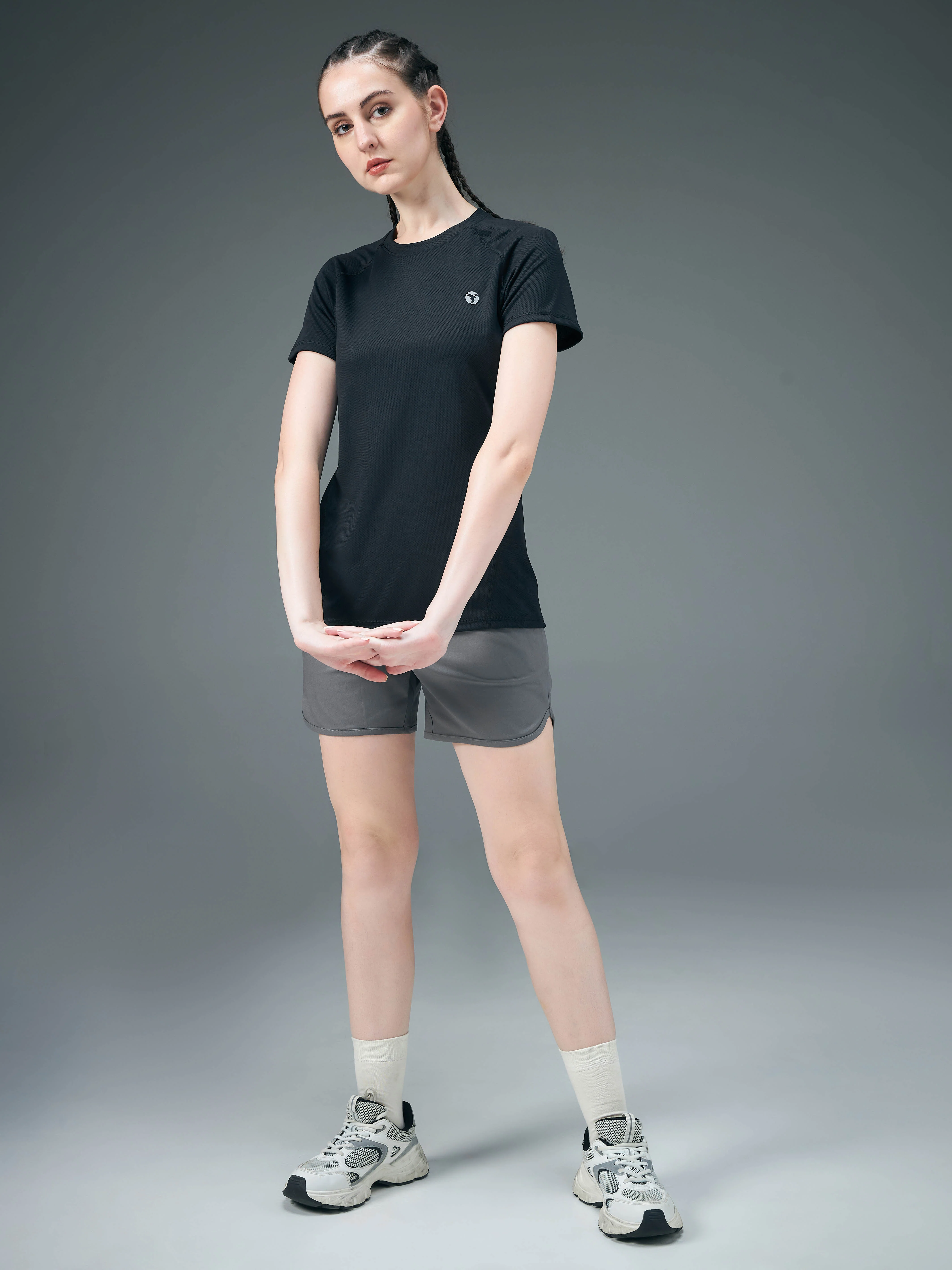 Women Solid Slim Fit Crew Neck T-shirt with TECHNO COOL - Image 5