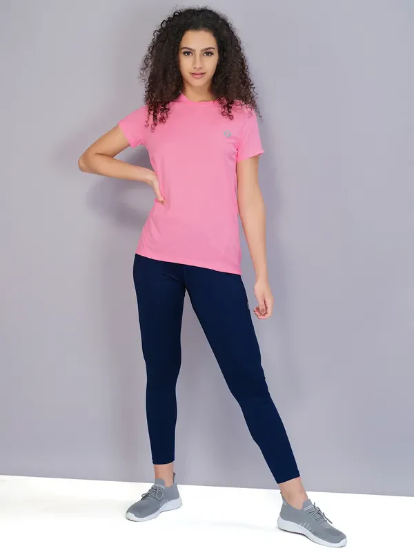 Women Solid Slim Fit Crew Neck T-shirt with TECHNO COOL - Image 5