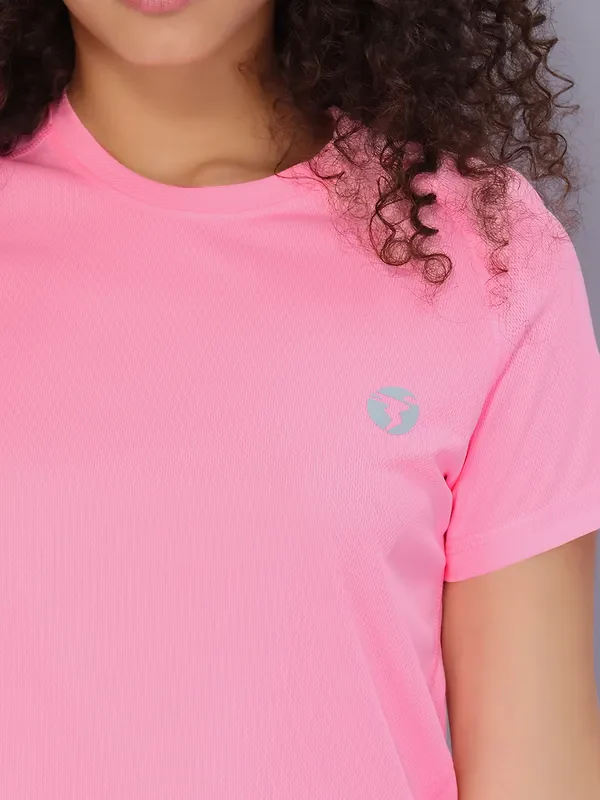 Women Solid Slim Fit Crew Neck T-shirt with TECHNO COOL - Image 6