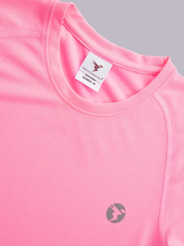 Women Solid Slim Fit Crew Neck T-shirt with TECHNO COOL - Image 7