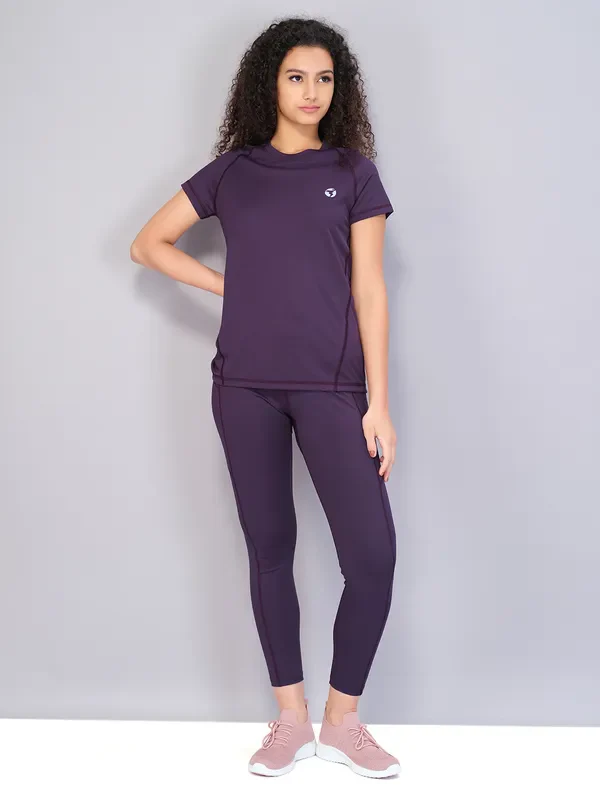 Women Solid Slim Fit Crew Neck T-shirt with TECHNO COOL - Image 5