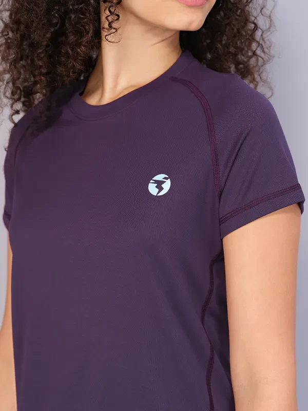 Women Solid Slim Fit Crew Neck T-shirt with TECHNO COOL - Image 6