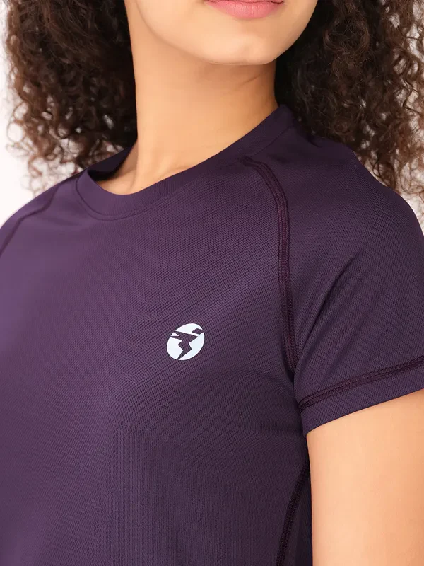 Women Solid Slim Fit Crew Neck T-shirt with TECHNO COOL - Image 7