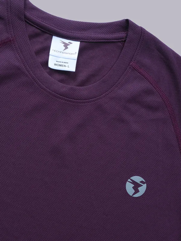 Women Solid Slim Fit Crew Neck T-shirt with TECHNO COOL - Image 9