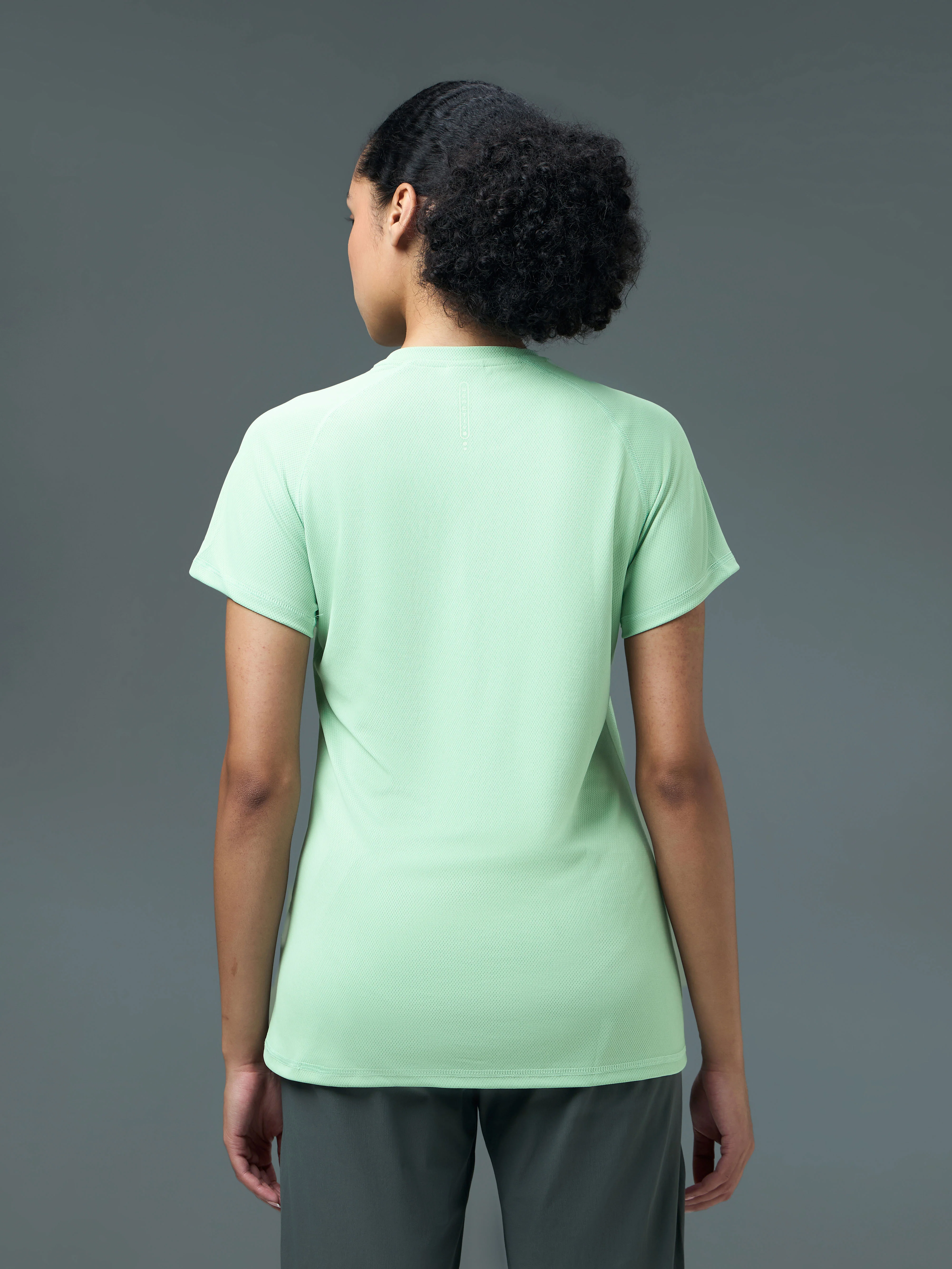 Women Solid Slim Fit Crew Neck T-shirt with TECHNO COOL - Image 3
