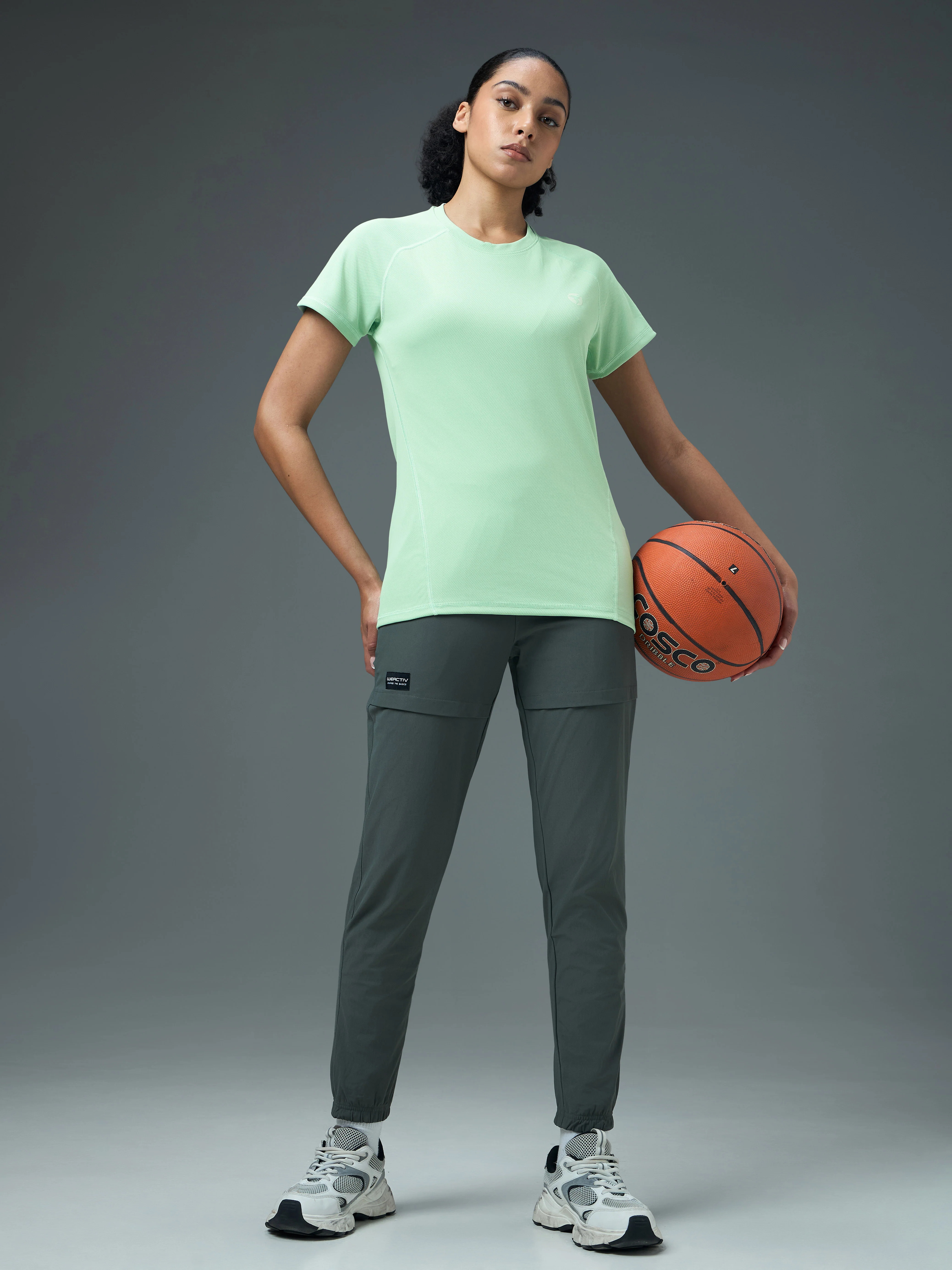 Women Solid Slim Fit Crew Neck T-shirt with TECHNO COOL - Image 5