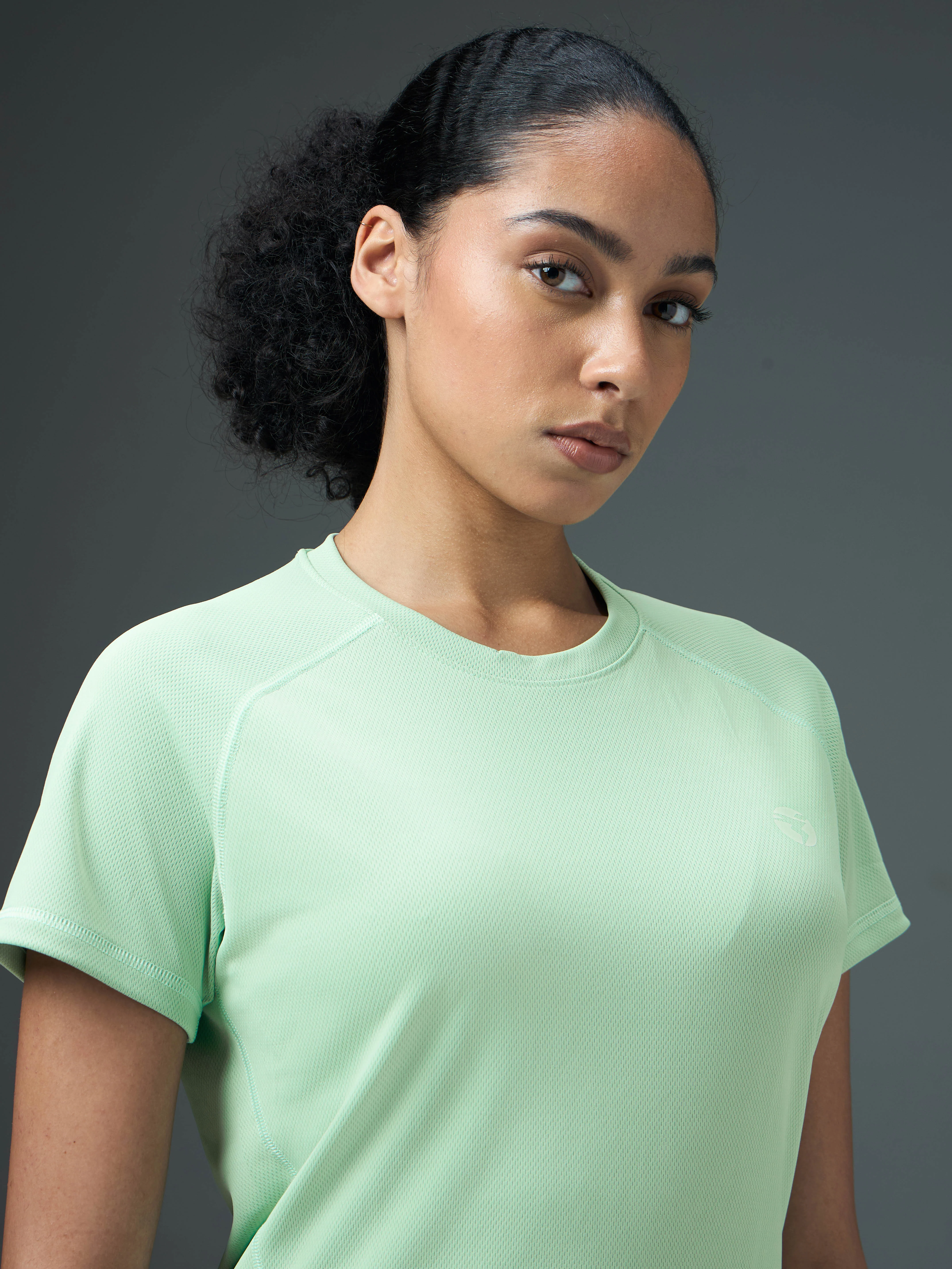 Women Solid Slim Fit Crew Neck T-shirt with TECHNO COOL - Image 6